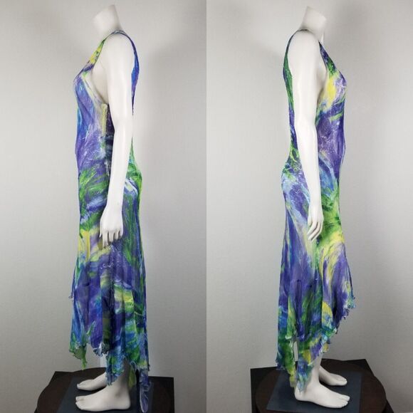 Komarov Purple Blue Green Sheer Dress Sz XL Item #9517 - Picture 2 of 14